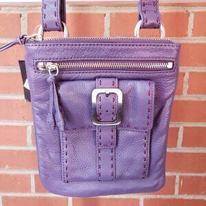 BNWT COLE HAAN leather swingpack crossbody bag in deep majestic purple (OS)